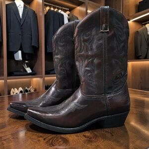 Classic Brown Leather Laredo Western Cowboy Boots - Men
